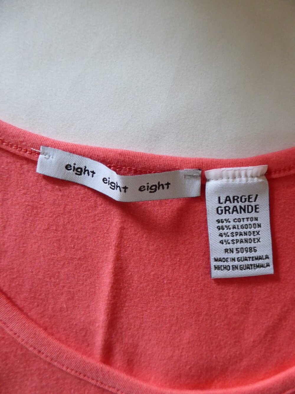 SALMON PINK STRETCH TANK TOP LARGE EIGHT EIGHT EIGHT BRAND  WORN ONCE - Picture 6 of 6